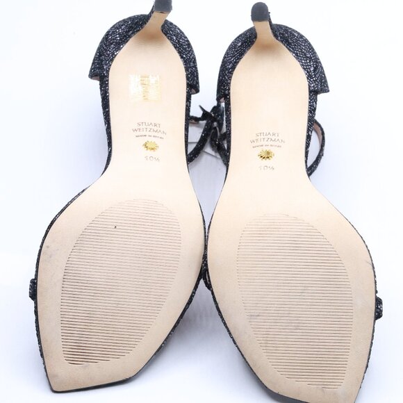 Stuart Weitzman Amelina 95 Ankle Strap Rhinestone Heels Gunmetal 10.5M Women - Picture 4 of 7